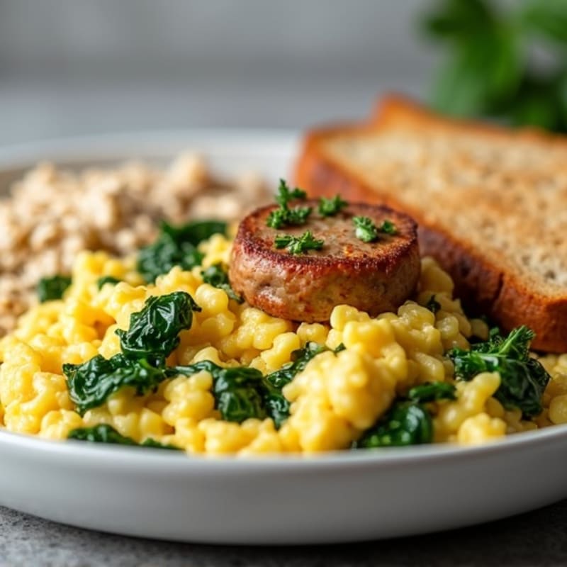 Egg White Scramble with Spinach and Turkey Sausage