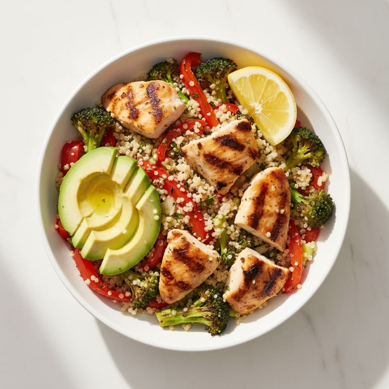 Grilled Chicken and Quinoa Power Bowl with Roasted Vegetables