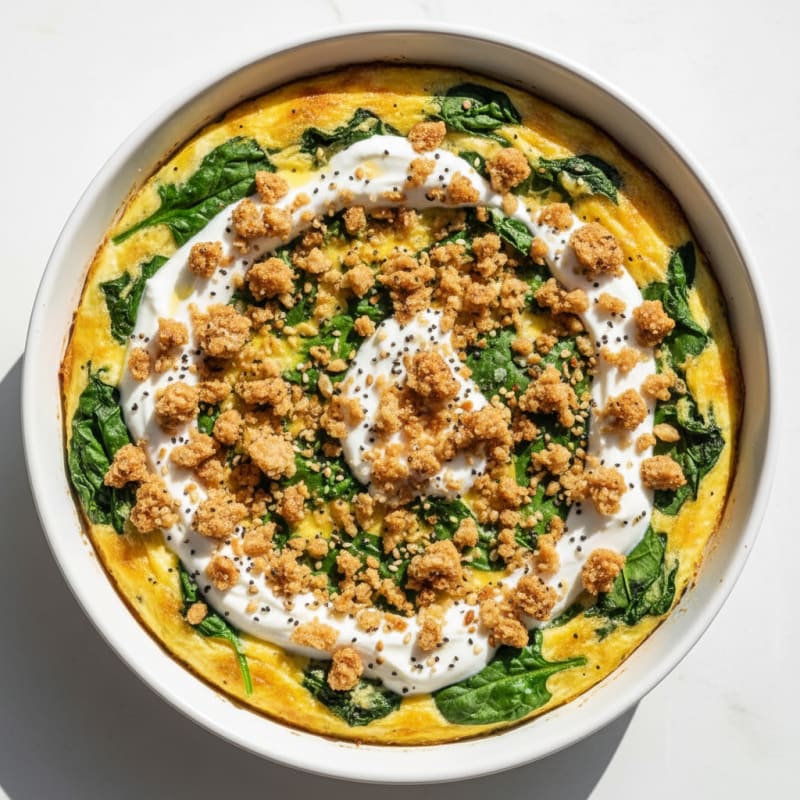 Baked Eggs with Everything Bagel Crumble