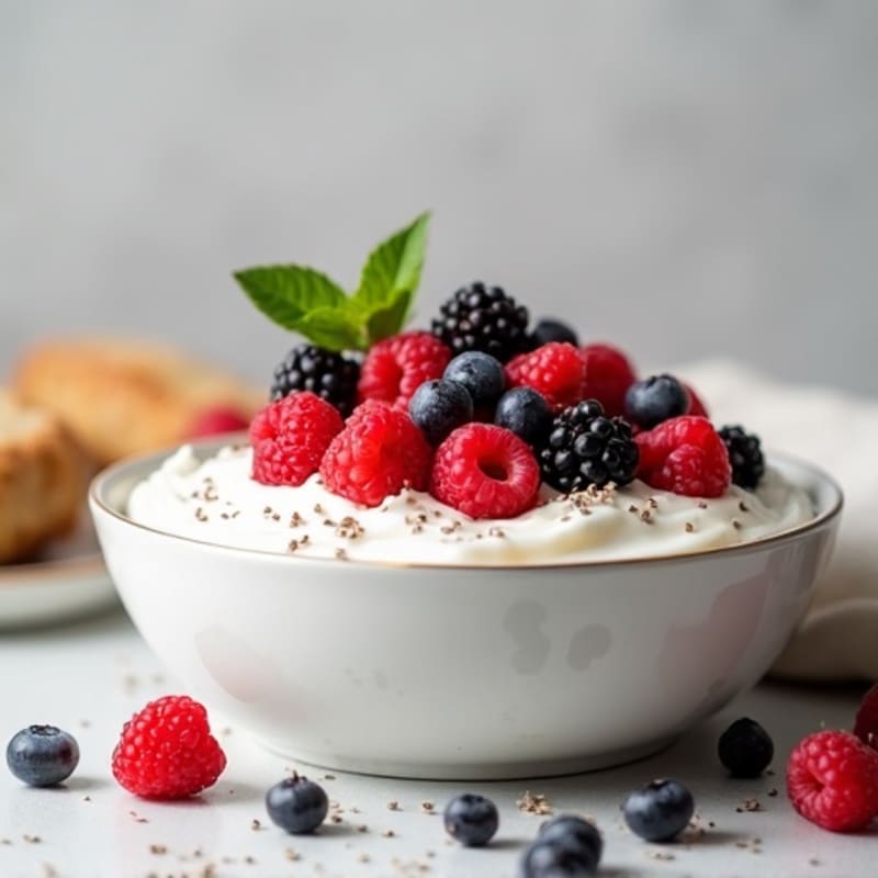 Silky Vanilla Protein Yogurt Bowl with Mixed Berries