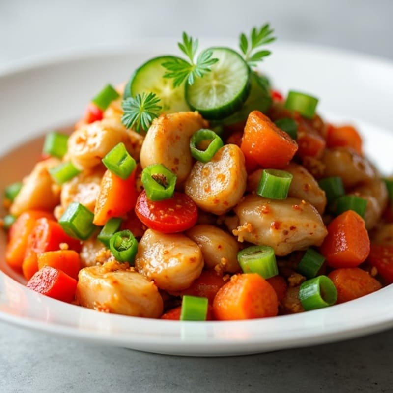 Chicken and Frozen Veggie Stir-Fry with Hot Sauce