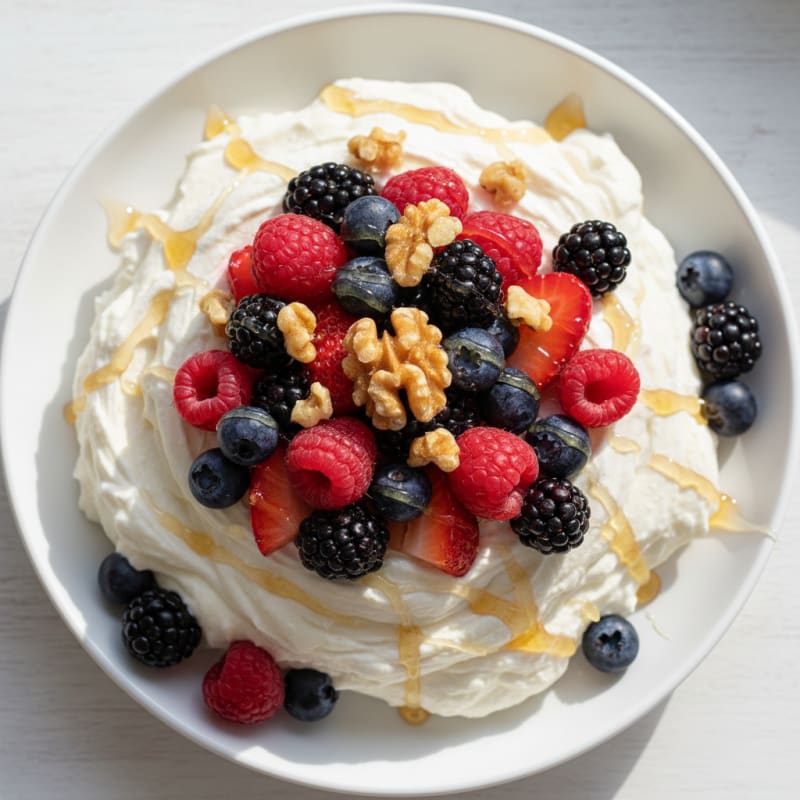 Silky Greek Yogurt Protein Mousse with Mixed Berries