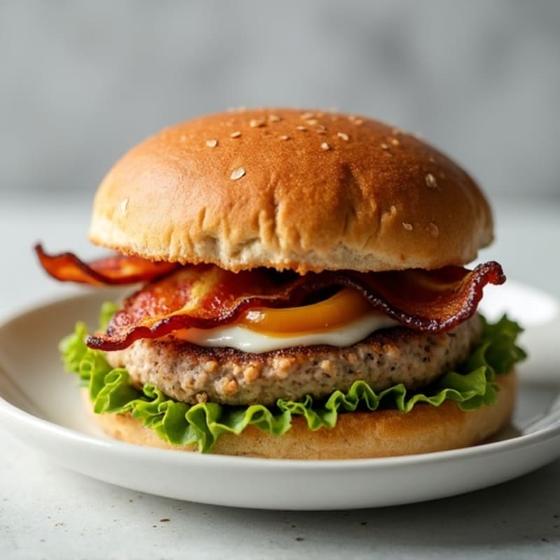 Lean Turkey-Bacon Burger with Caramelized Onions