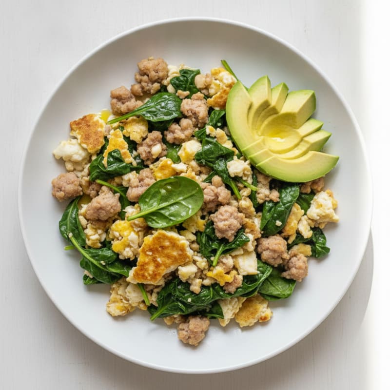 Egg White and Turkey Sausage Scramble with Spinach