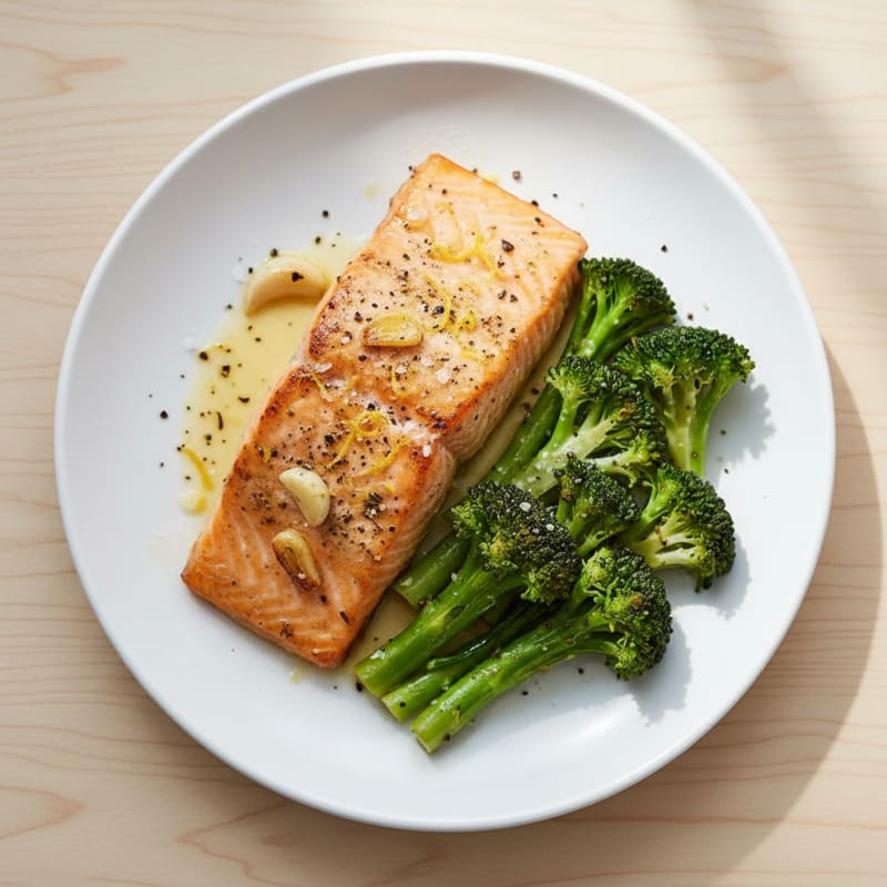 Golden Lemon-Herb Roasted Salmon and Broccoli