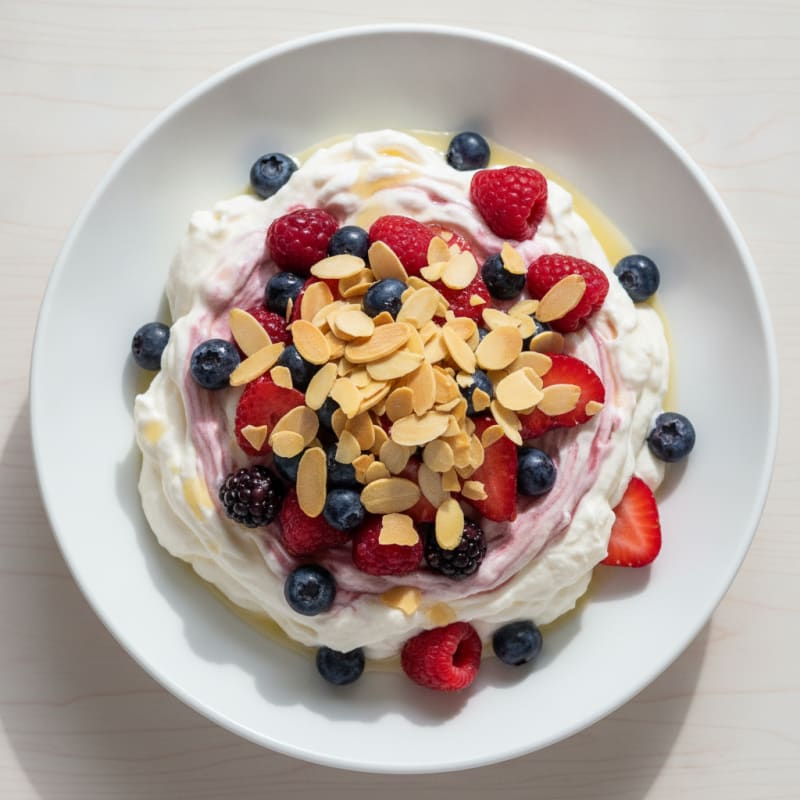 Silky Protein Greek Yogurt Mousse with Mixed Berries