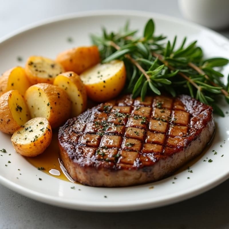Pan-Seared Steak with Garlic Herb Roasted Potatoes