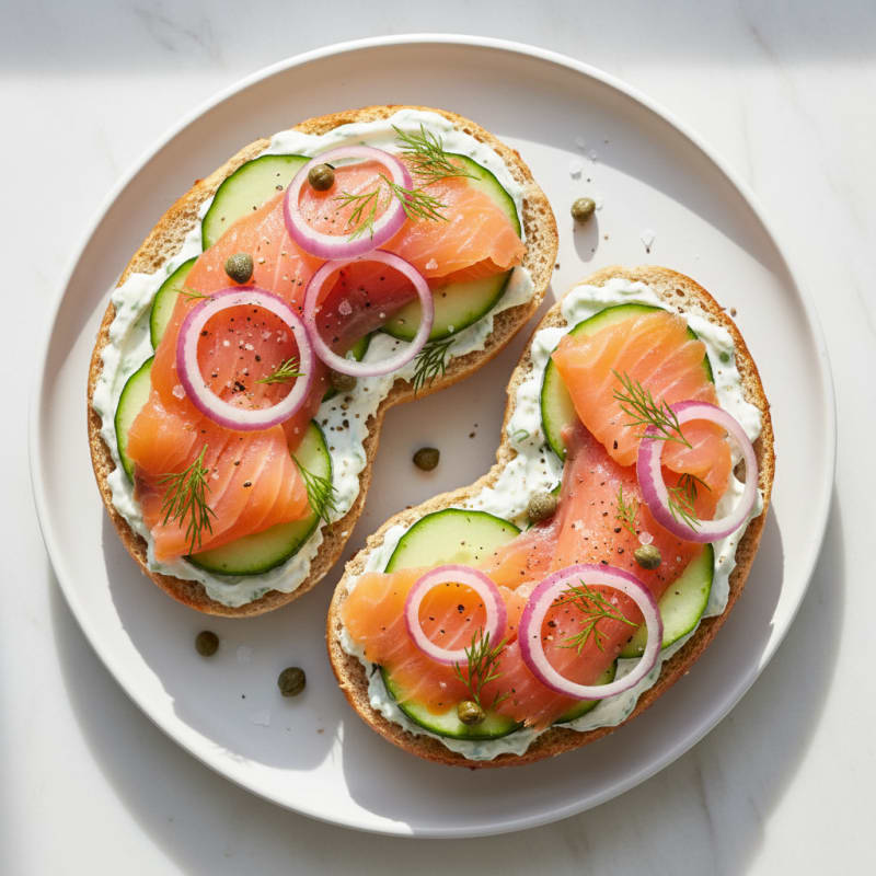 Smoked Salmon Bagel with Dill Cream Cheese