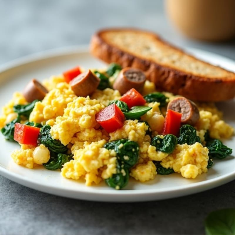 Egg White Scramble with Turkey Sausage and Spinach