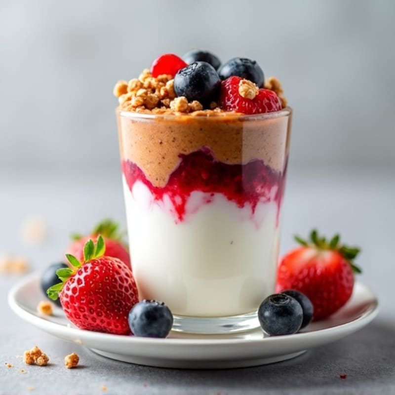 Greek Yogurt Protein Parfait with Mixed Berries and Almond Butter