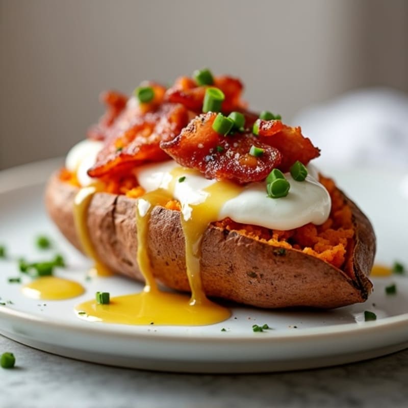 Crispy-Skin Loaded Sweet Potato with Greek Yogurt