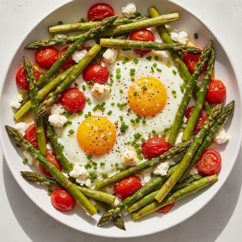Baked Eggs with Roasted Asparagus