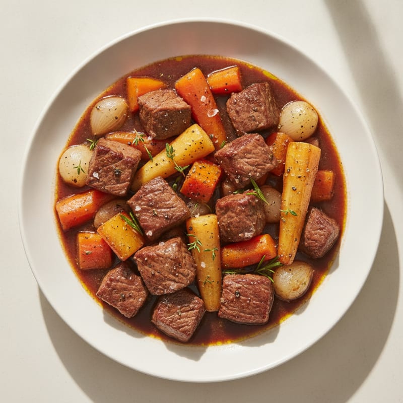 Beef Bourguignon with Root Vegetables