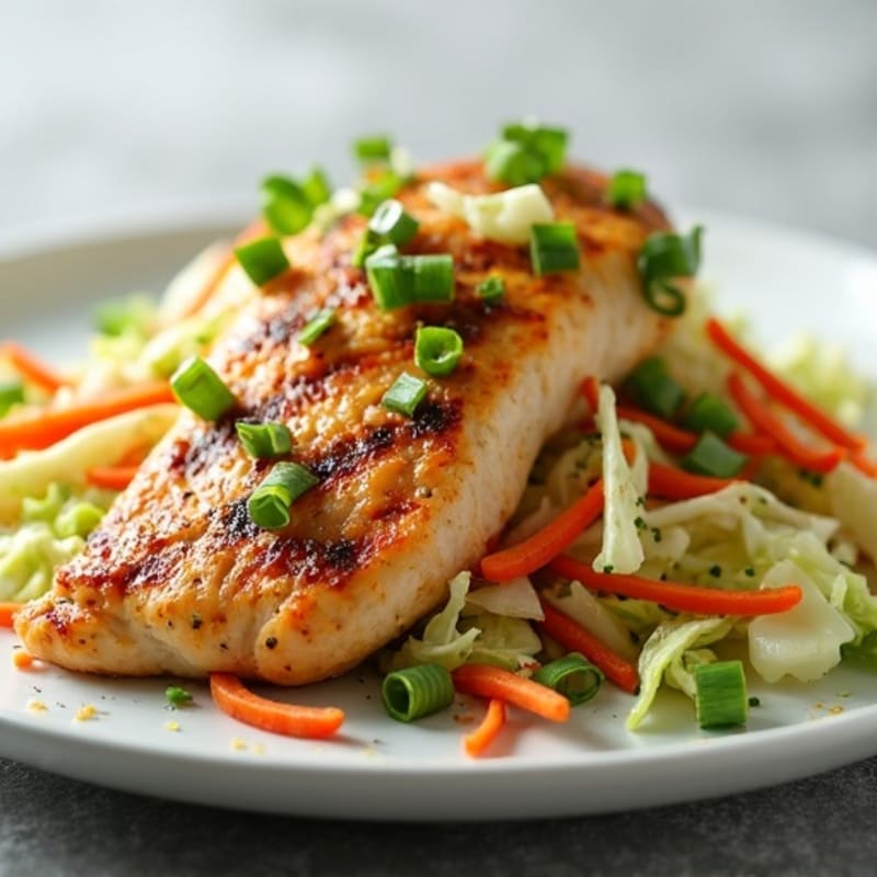 Grilled Chicken Breast with Crunchy Cabbage Slaw