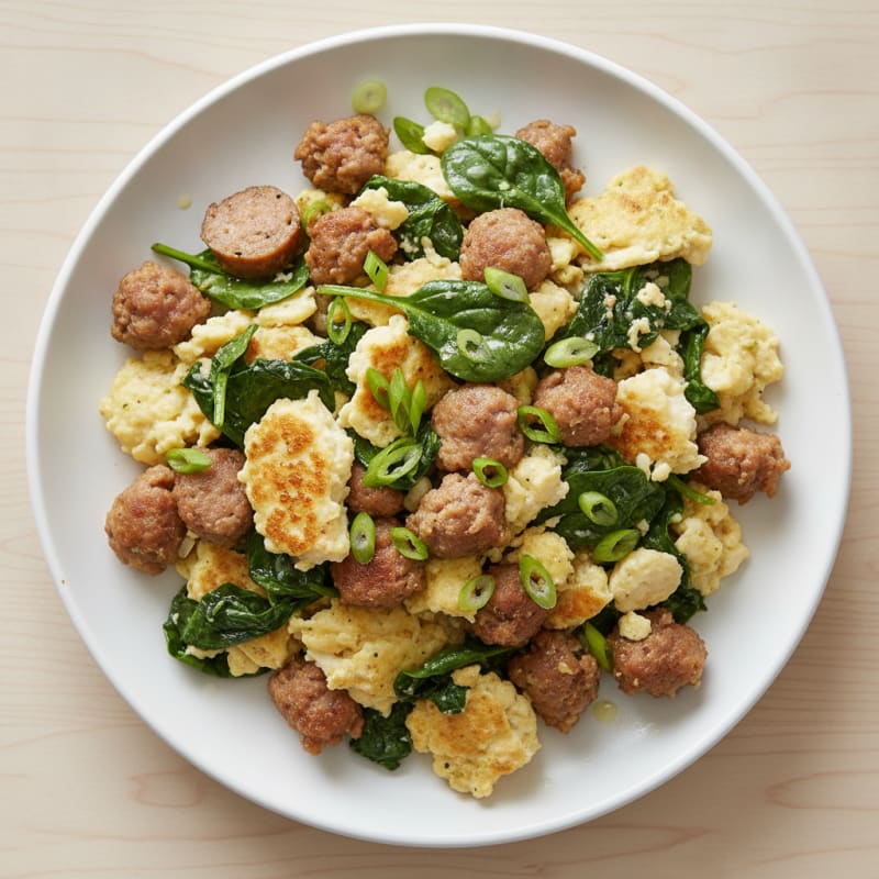 Egg White and Turkey Sausage Scramble with Spinach