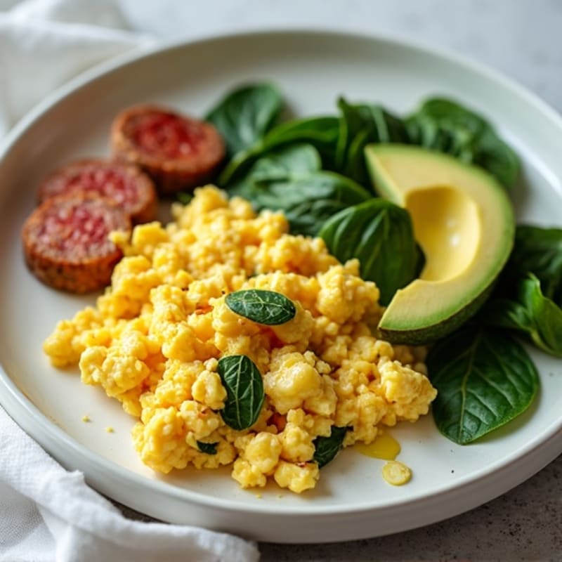 Egg White Scramble with Spinach and Turkey Sausage