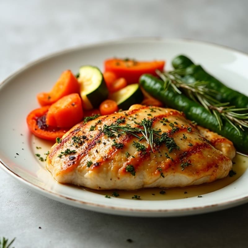 Herb-Crusted Pan Seared Chicken with Roasted Vegetables