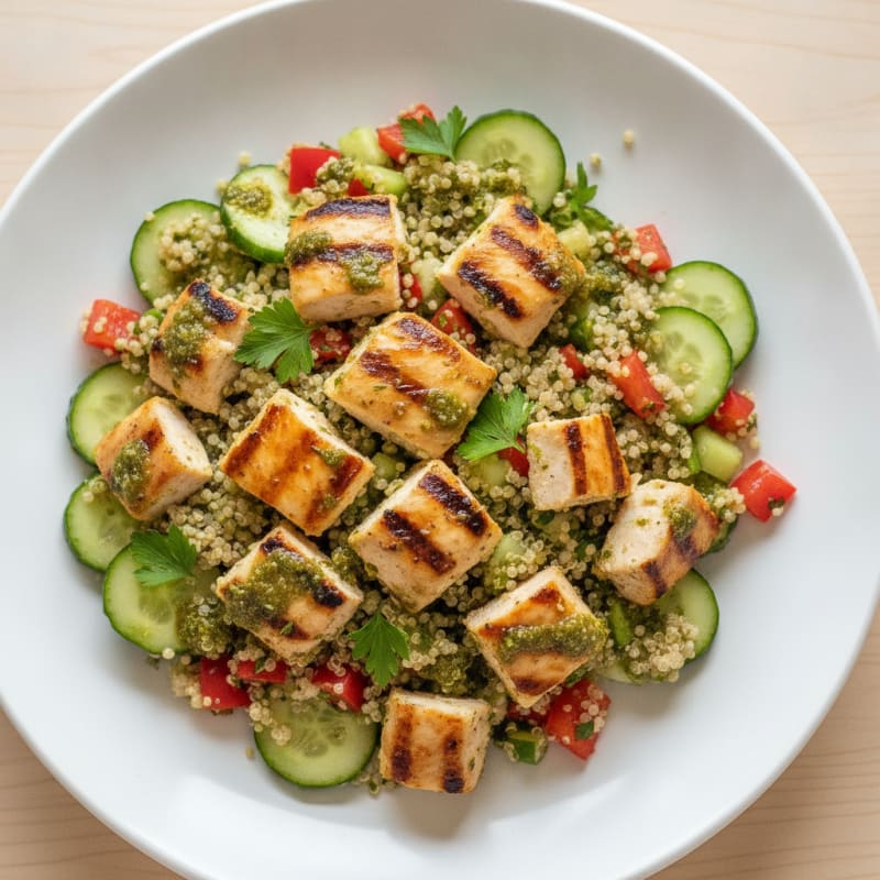 Grilled Chicken and Quinoa Salad with Crunchy Vegetables