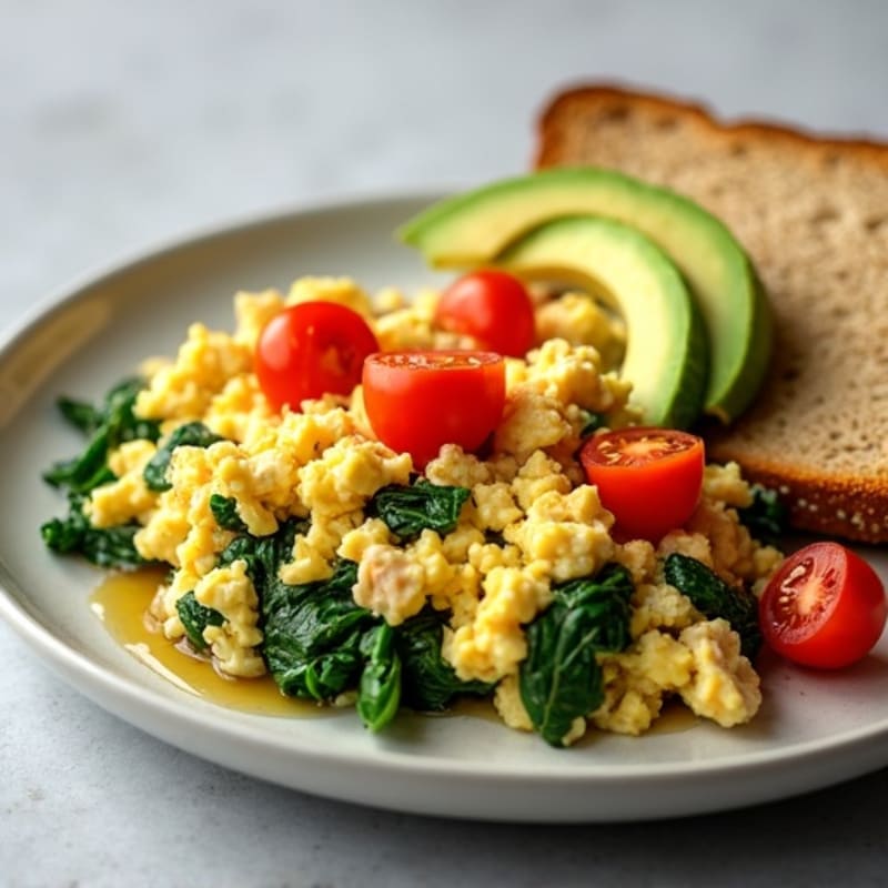 Chicken Egg White Scramble with Spinach and Tomatoes