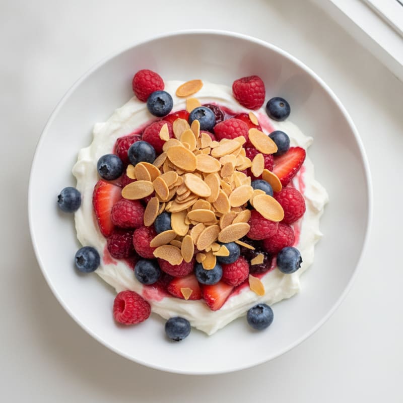 Greek Yogurt Protein Parfait with Mixed Berries and Egg White Protein