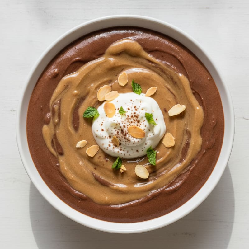 Silky Chocolate Protein Pudding with Almond Butter Swirl