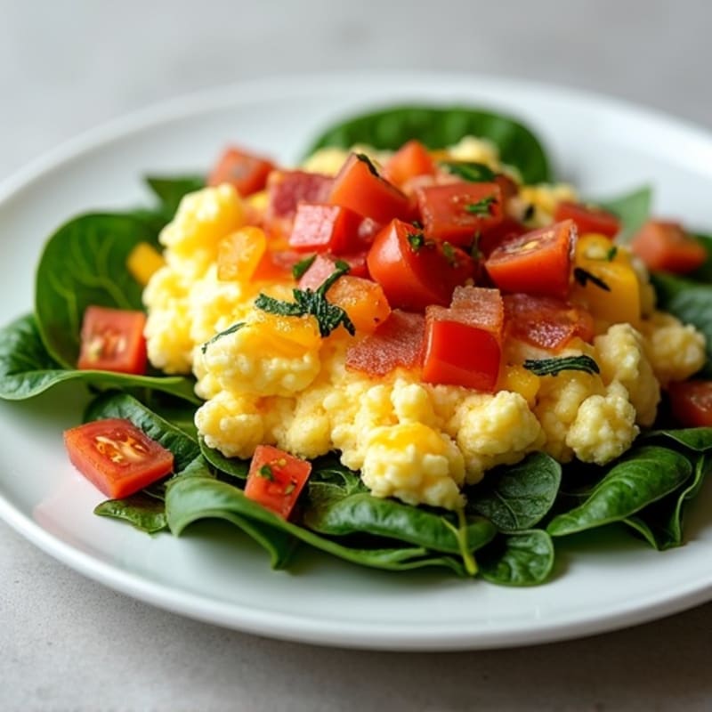 Egg White Scramble with Spinach and Turkey Bacon