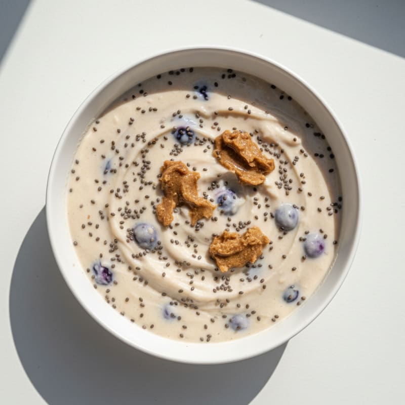 Silky Tofu Protein Smoothie with Chia Seeds and Almond Butter