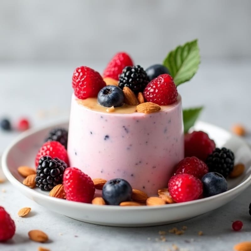 Greek Yogurt Protein Mousse with Mixed Berries