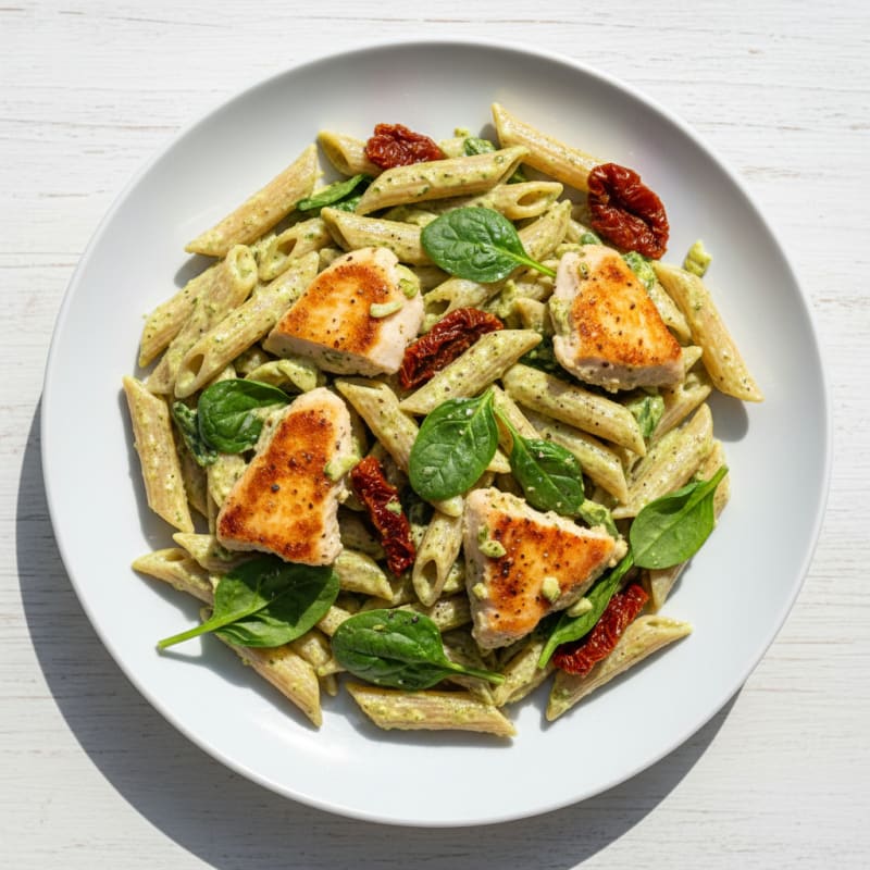 Creamy Pesto Chicken and Sun-Dried Tomato Pasta
