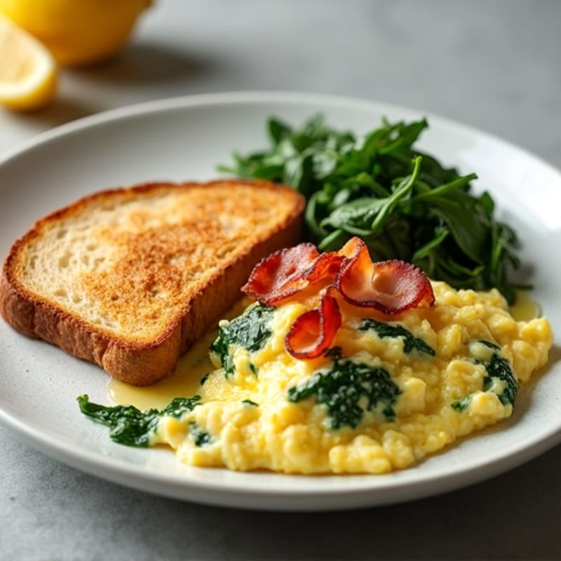 Egg White Scramble with Spinach and Turkey Bacon