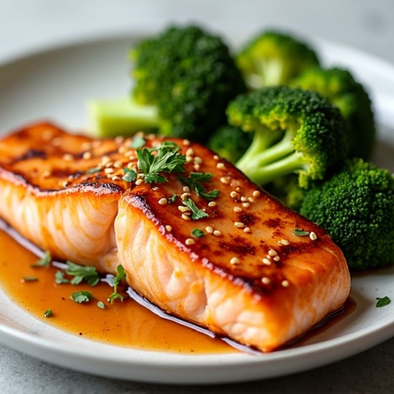 Ginger-Sesame Glazed Salmon with Roasted Broccoli