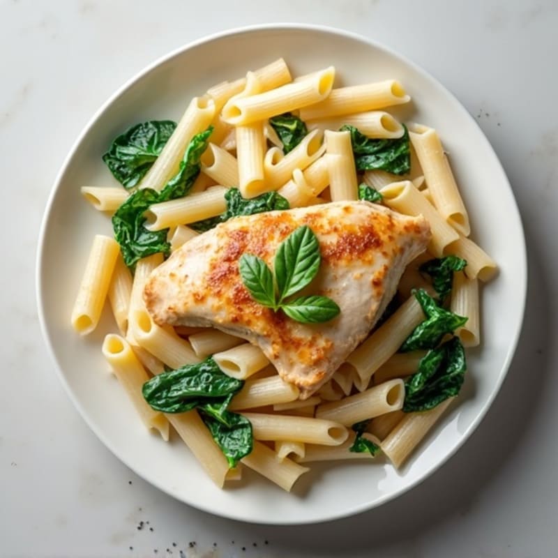 Healthy Creamy Garlic Chicken Pasta