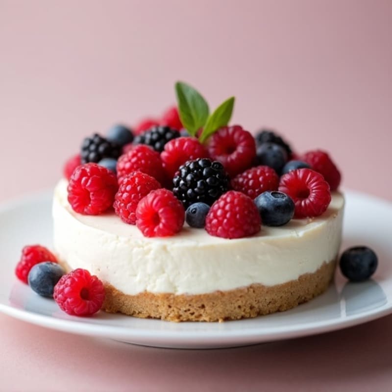 Greek Yogurt Protein Cheesecake with Mixed Berries