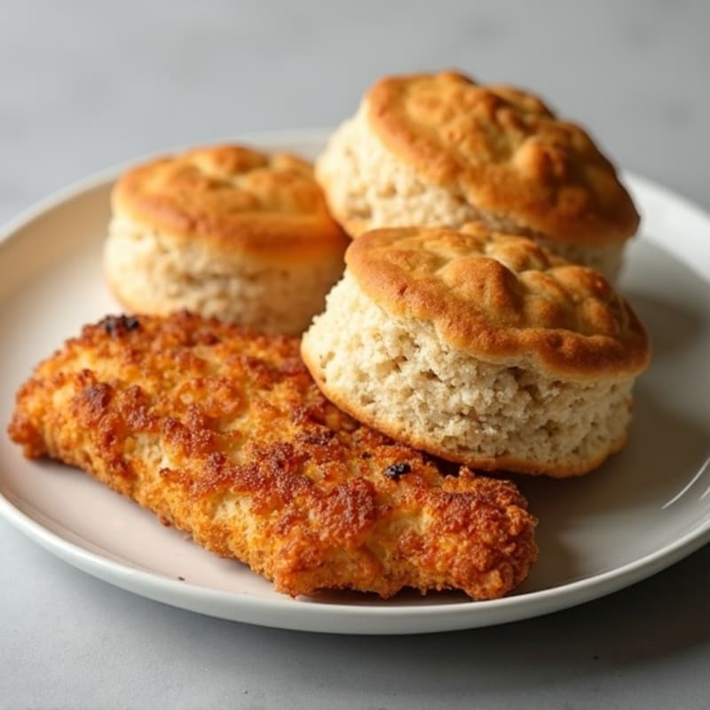 Crispy Baked Chicken with Savory Whole Wheat Biscuits