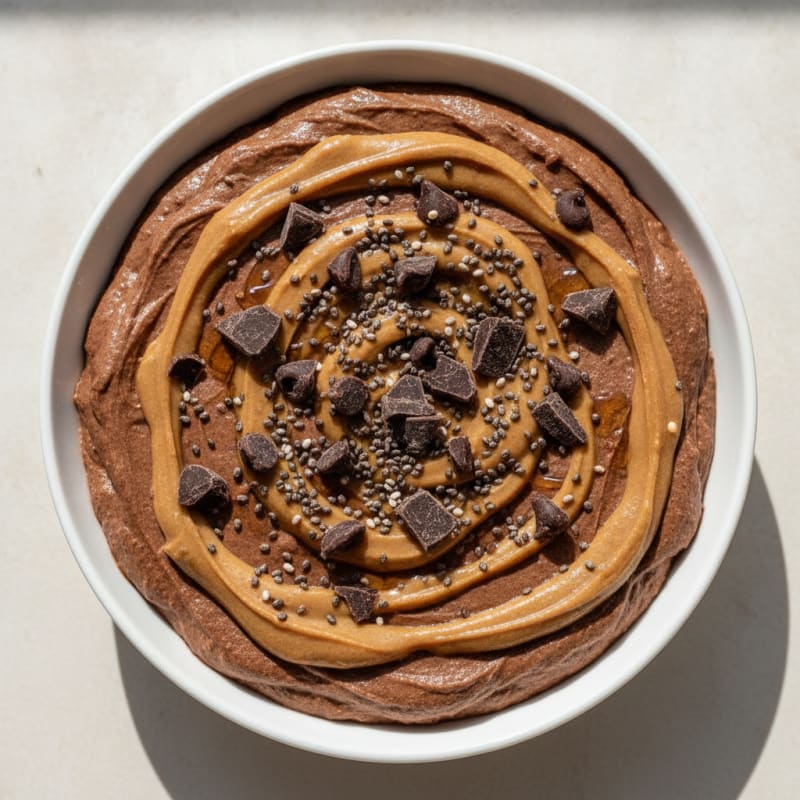 Chocolate Protein Mousse with Peanut Butter Swirl