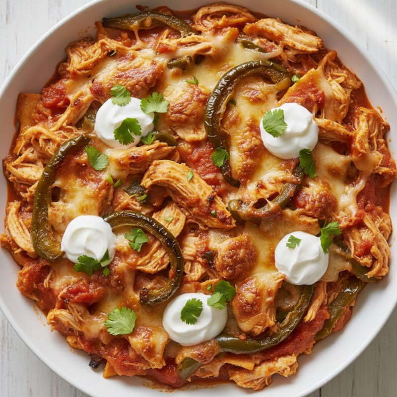 Chicken Tortilla Casserole with Roasted Poblano
