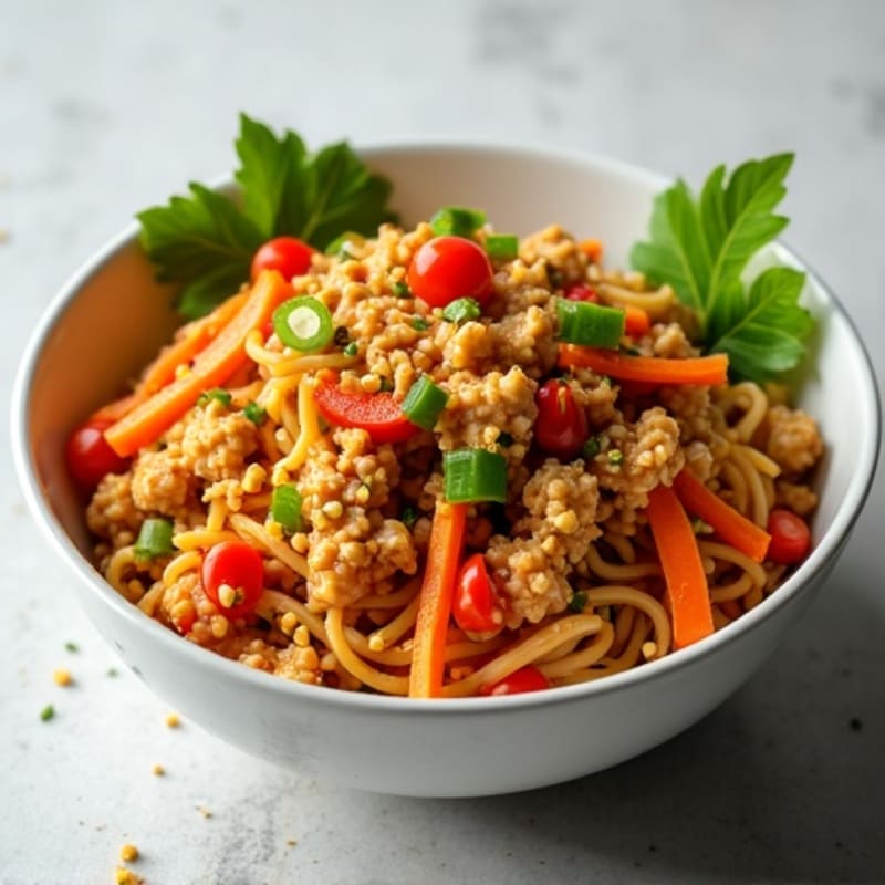 Lean Ground Chicken Spicy Peanut Noodles