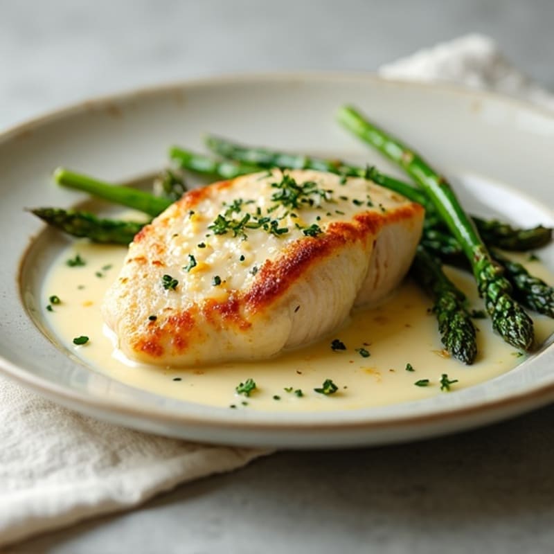 Rich and Creamy Chicken with Roasted Asparagus