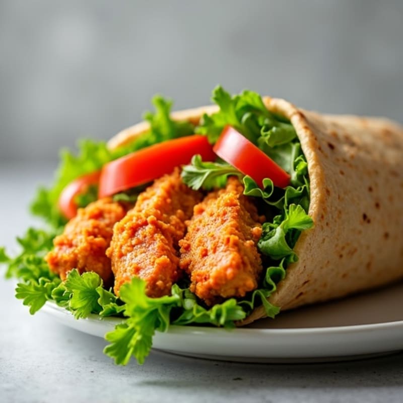 Spicy Crispy Buffalo Chicken Wrap with Fresh Greens