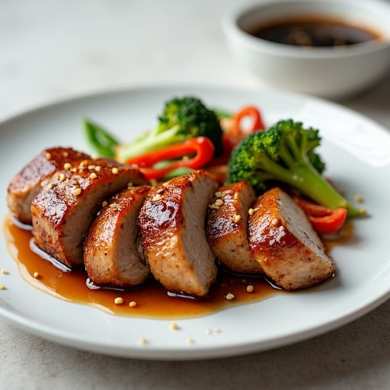 Five-Spice Glazed Pork Tenderloin with Sesame Vegetables