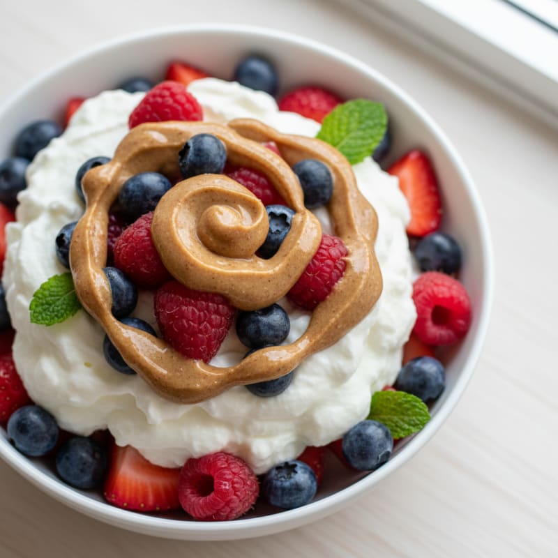 Greek Yogurt Protein Parfait with Mixed Berries and Almond Butter