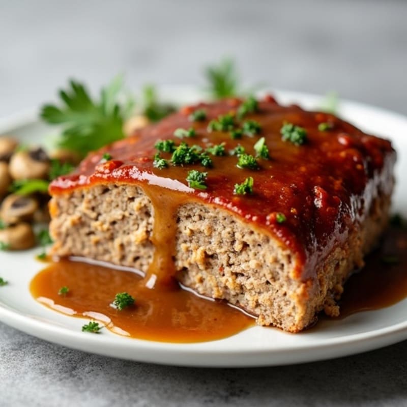 Healthy Lean Meatloaf with Savory Mushroom Gravy