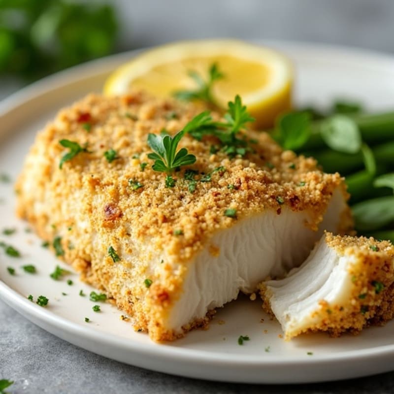 Herb-Crusted Lemon Garlic Baked Cod