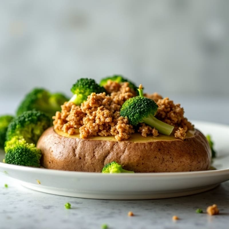 Baked Potato with Lean Ground Turkey and Broccoli