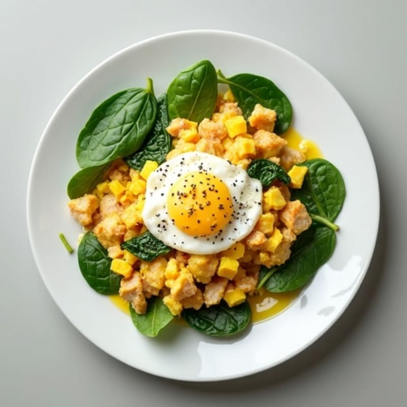 Egg White Scramble with Spinach and Turkey Breast
