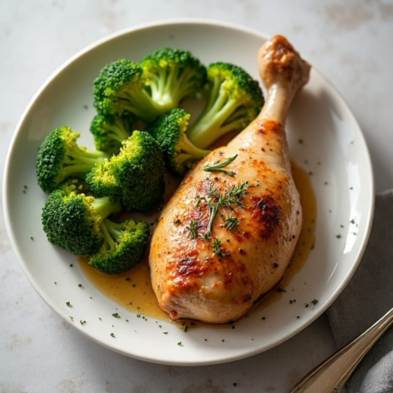 Herb-Baked Chicken Legs with Steamed Broccoli