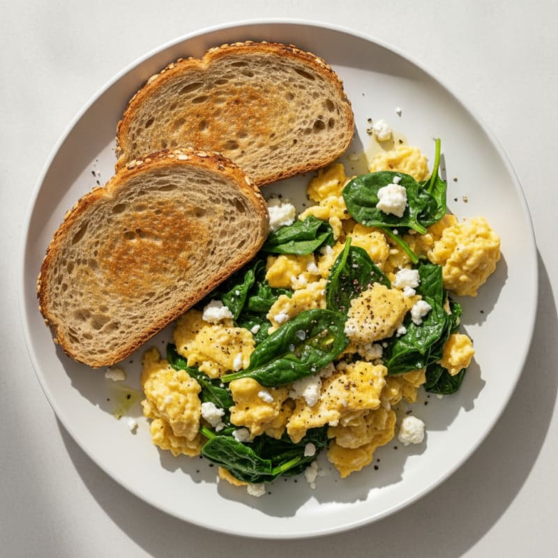 Scrambled Eggs with Spinach and Feta