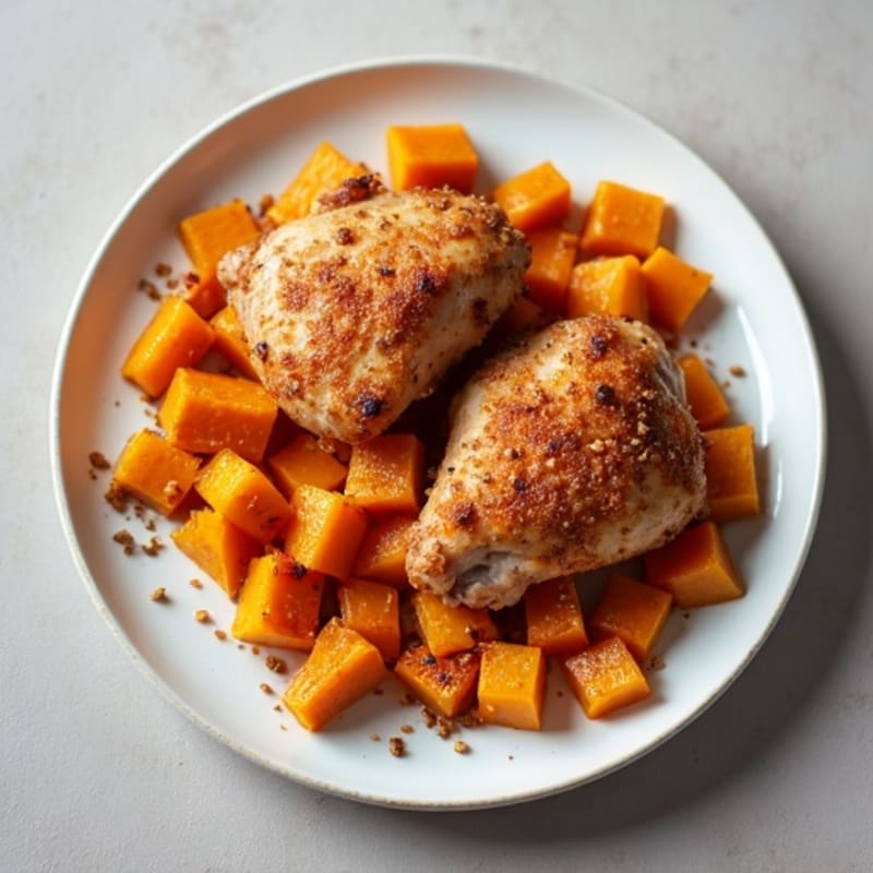 Crispy Baked Chicken Thighs with Roasted Cinnamon-Spiced Butternut Squash