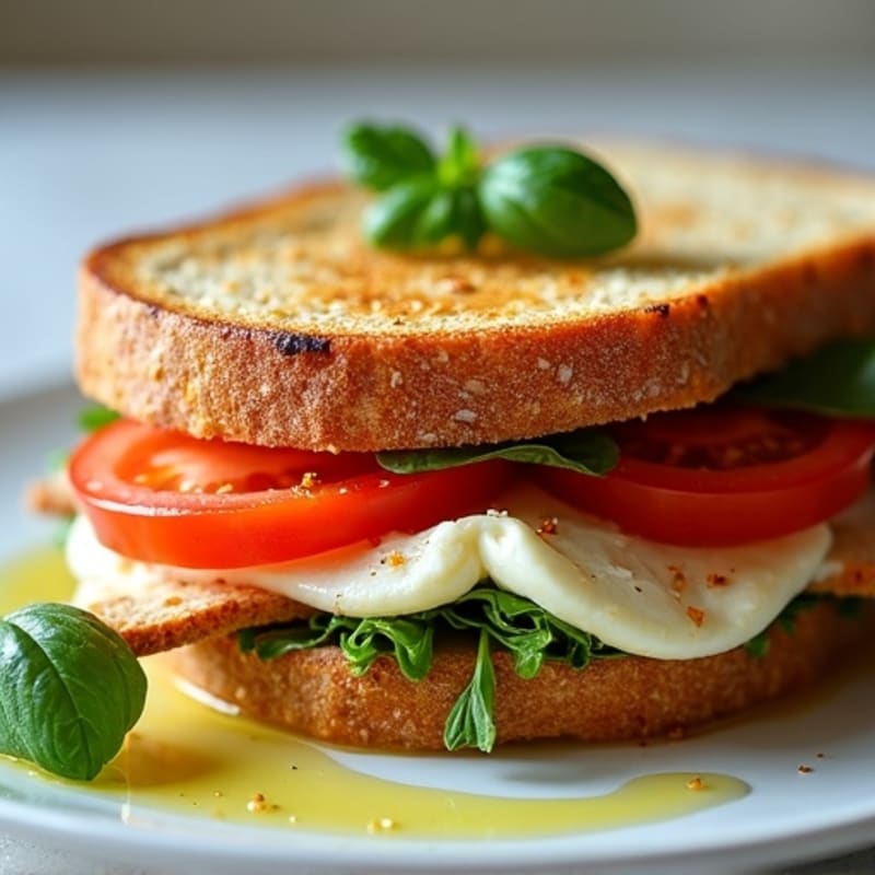 Grilled Tomato, Fresh Mozzarella, and Basil Sandwich