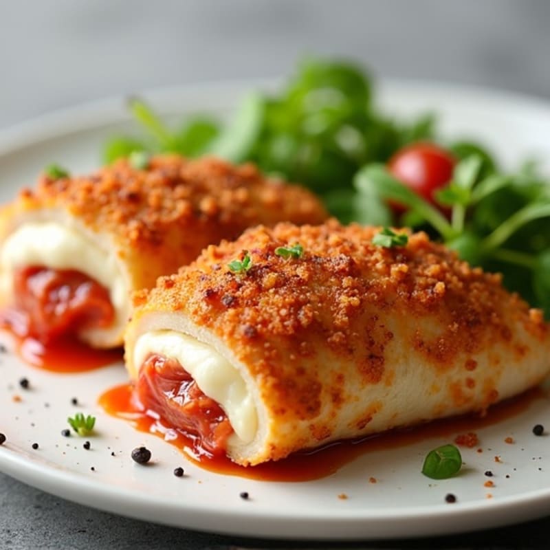 Crispy Mozzarella-Stuffed Chicken Breast with Lean Turkey Pepperoni